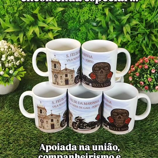 Canecas personalizadas para um grupo de motards